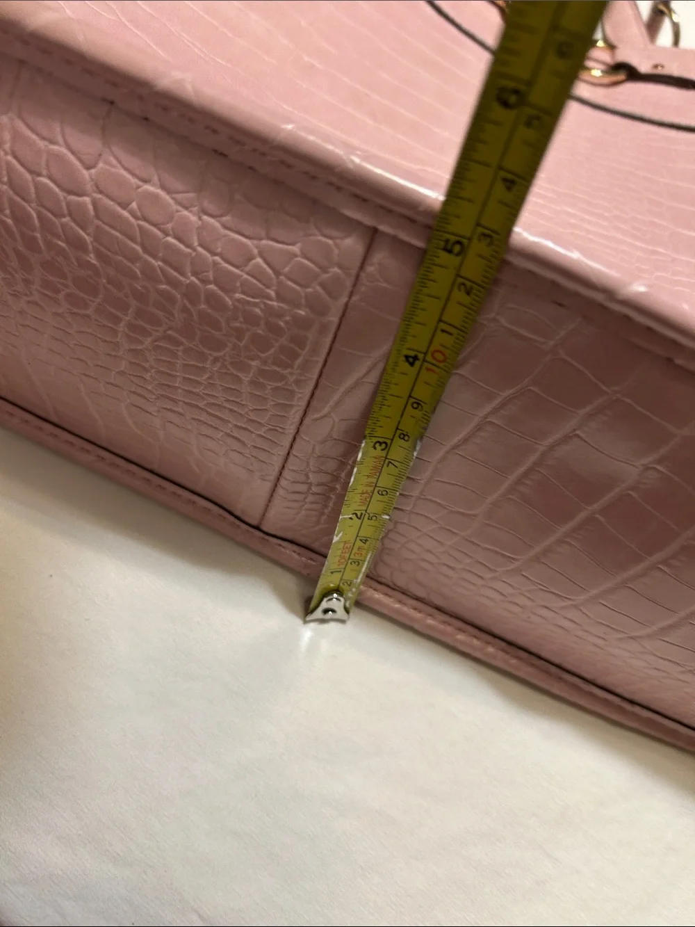 Anne Klein Blush Pink Croc-Embossed Satchel with Gold Hardware